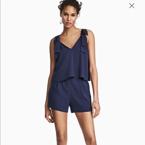 H&M black romper with ties - Picture 1 of 4